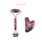 Set Masajeadores Roller + Gua Sha Corazón Amatista